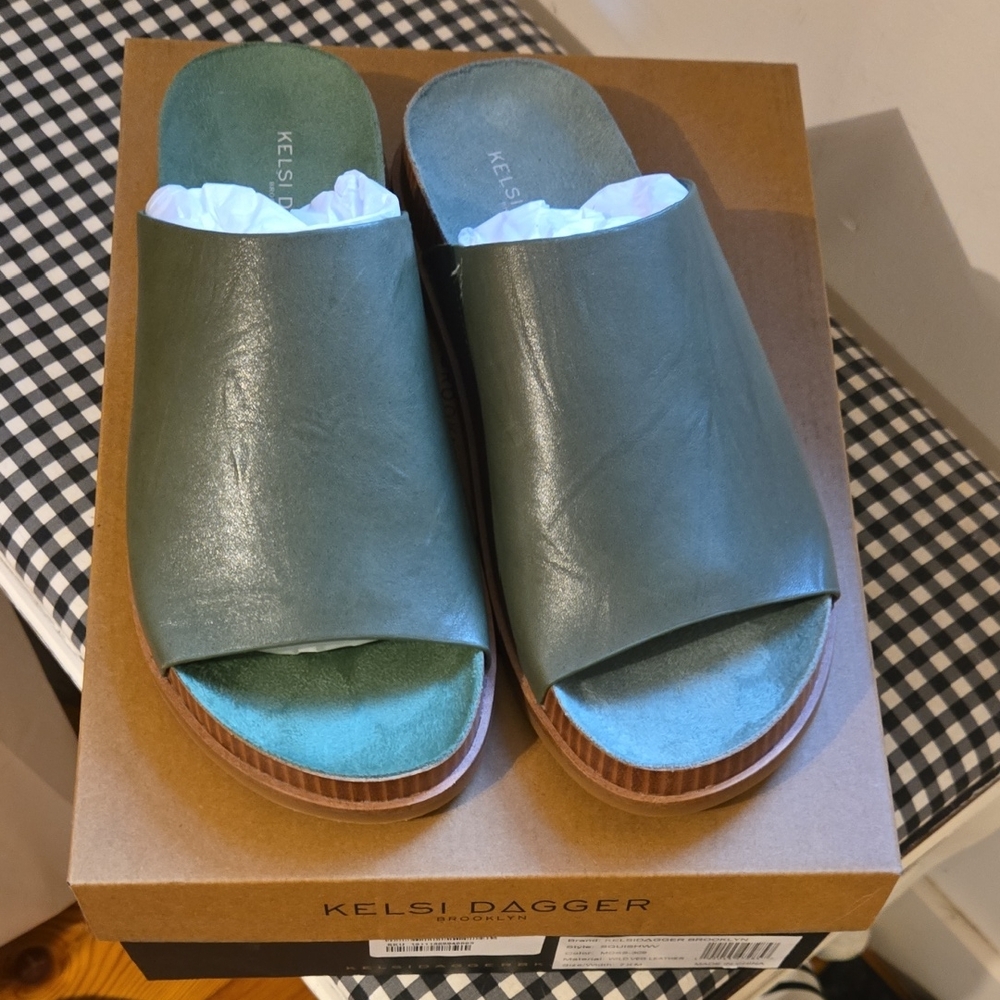 Kelsi Dagger Olive Green Slide Sandals
